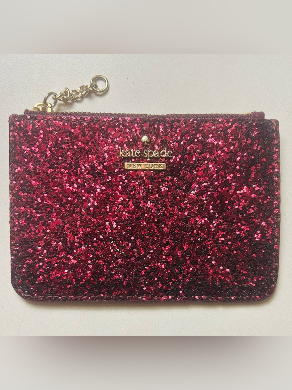 Kate Spade ♠️ red glitter pouch mini bag